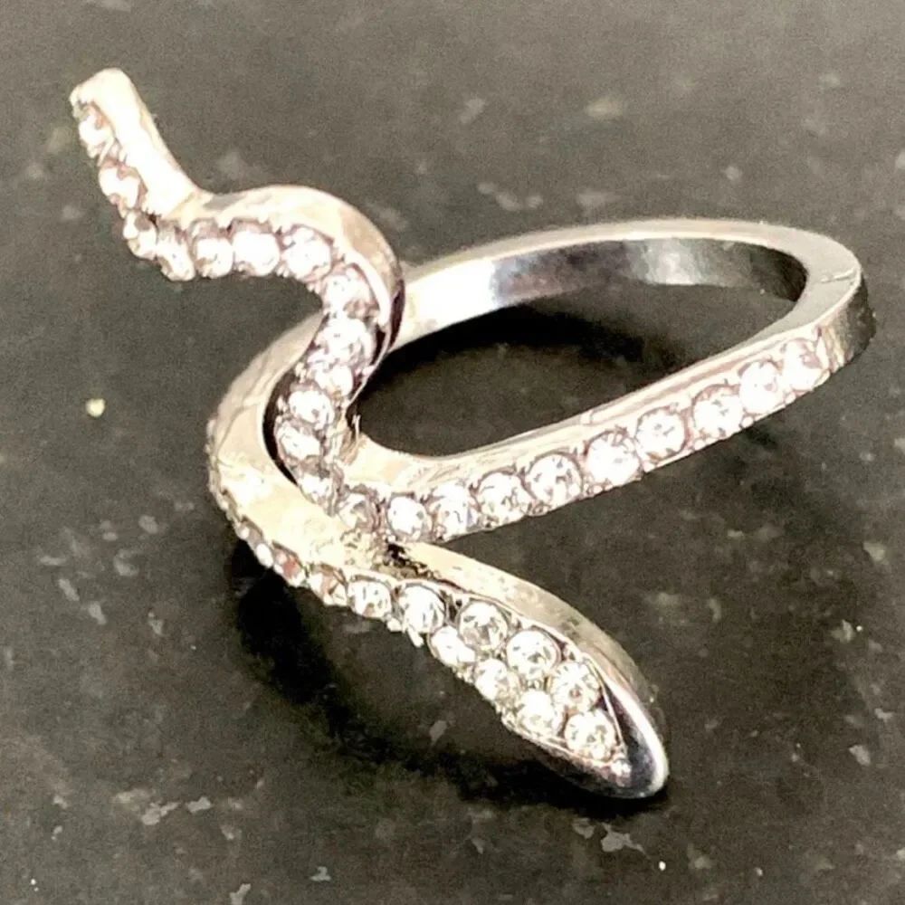 Gothic Serpent Adjustable Silver Tone Ring
